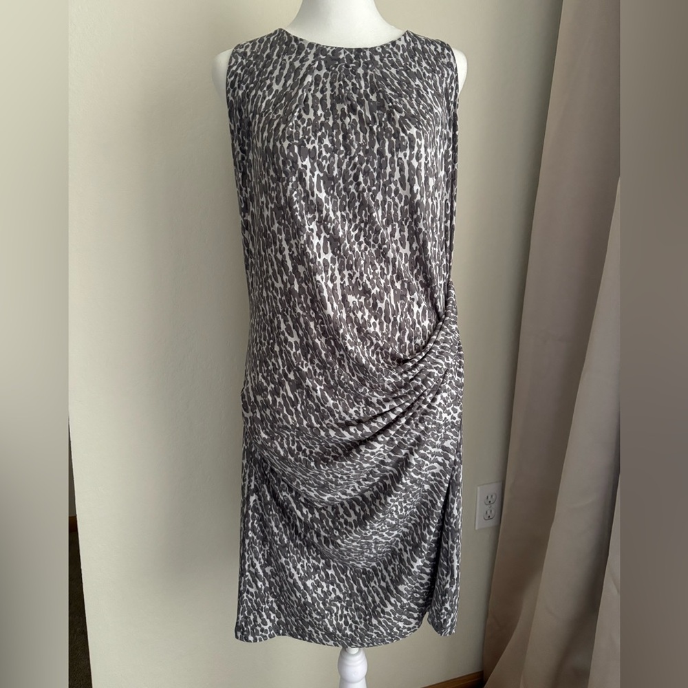 MICHAEL KORS Draped Animal Print Midi Dress, size M.